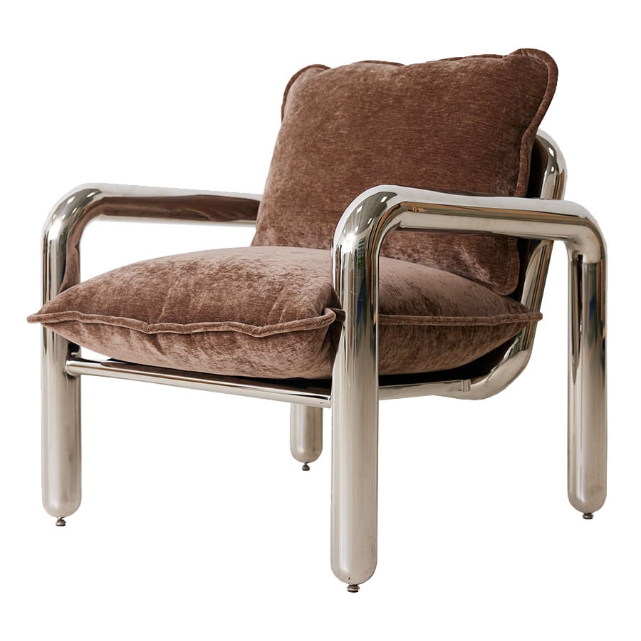 Chairs Fotoliu maro din catifea Lounge HKliving