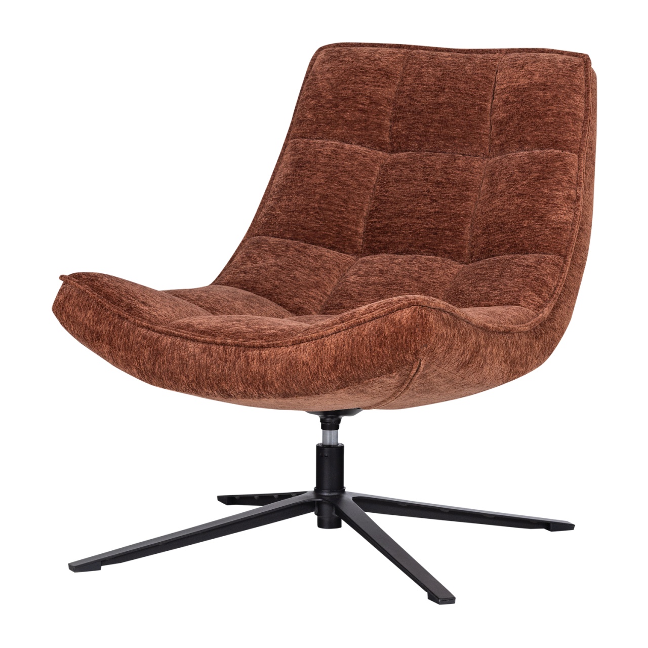 Chairs Fotoliu rotativ maro din textil Maudi Chenille Woood