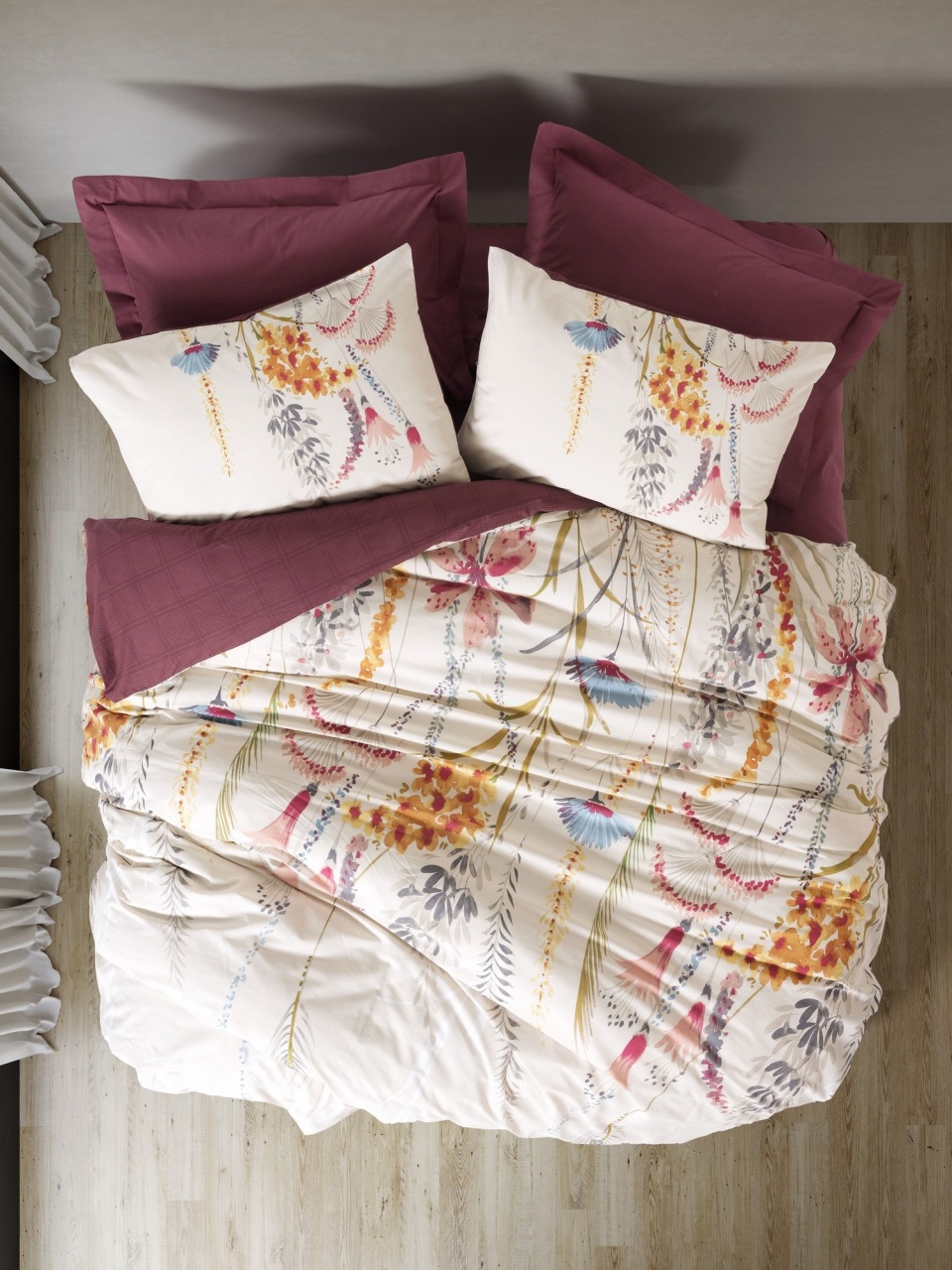 Duvet Covers Lenjerie pat rosie din bumbac Flos Single The Home Collection
