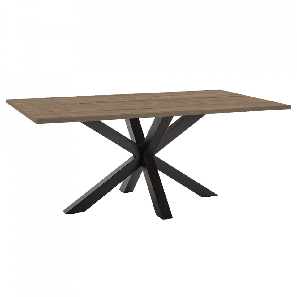Quiet Object Masa dining maro inchis/neagra din metal 100x180 cm Comba Quiet Object