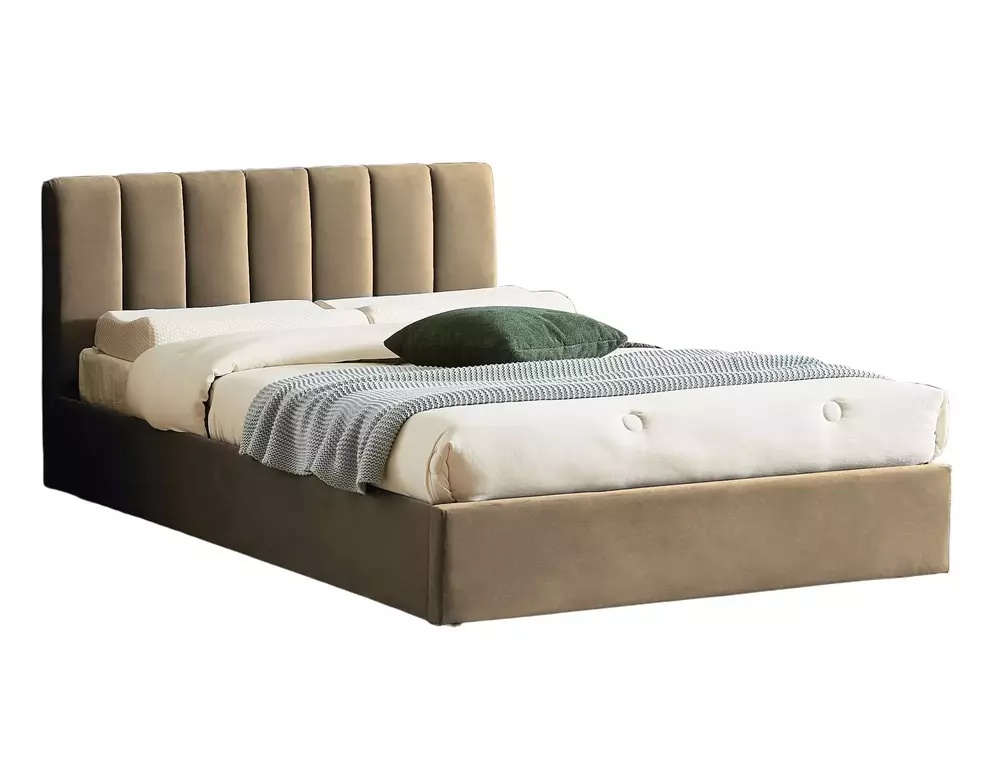 Beds & Bed Frames Pat bej din catifea 120x200 cm Montreal The Home Collection
