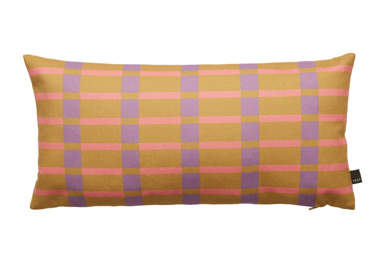 fibre Perna dreptunghiulara maro caramale din fibre sintetice 30x60 cm Striped FEST