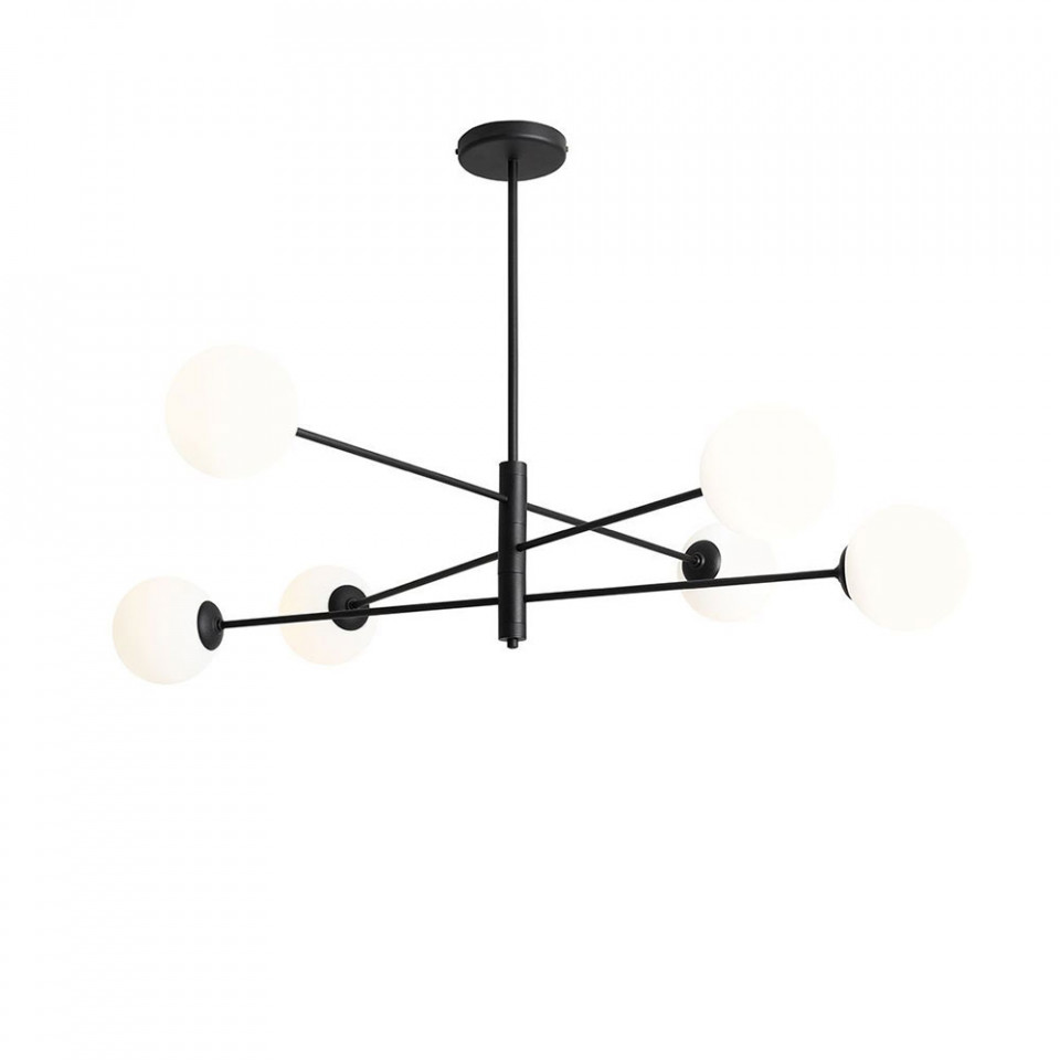 Quiet Object Plafoniera alba/neagra din sticla cu 6 becuri Homme Quiet Object