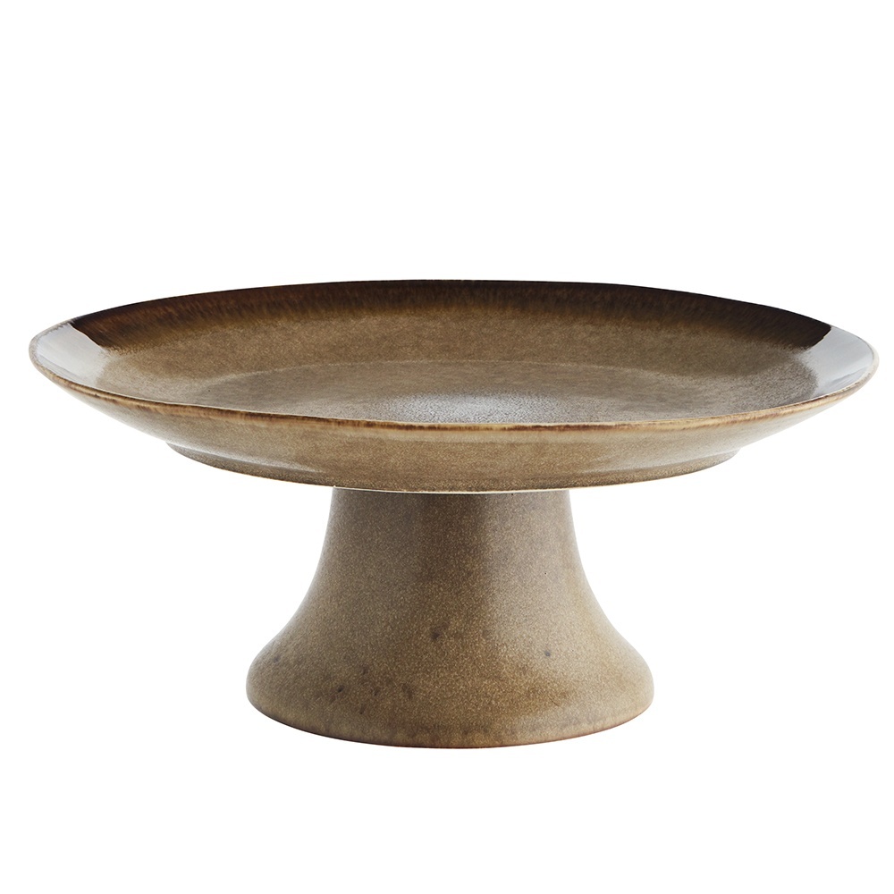 Plates Platou cu picior maro din ceramica 28 cm Dimo Madam Stoltz