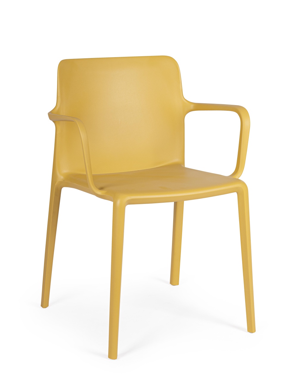 Outdoor Furniture Scaun dining exterior ocru din plastic Chloris Arm Bizzotto