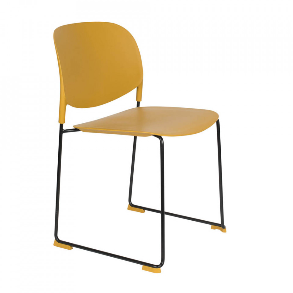 Kitchen & Dining Room Chairs Scaun dining galben/negru din metal Stacks Quiet Object
