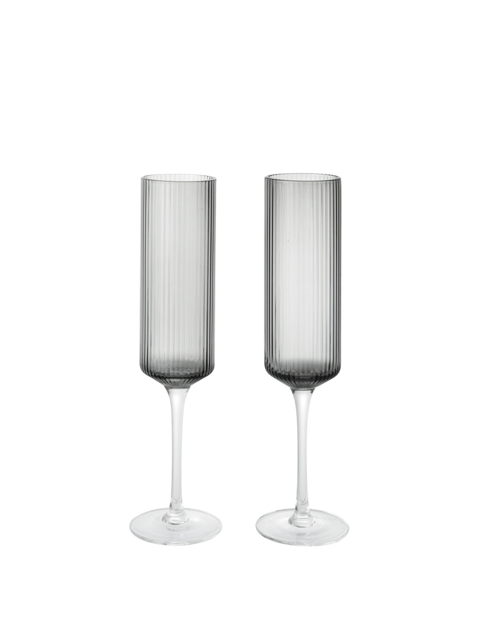 set pahare apa Set 2 pahare pentru sampanie gri din sticla 150 ml Ripple Frosted Ferm Living