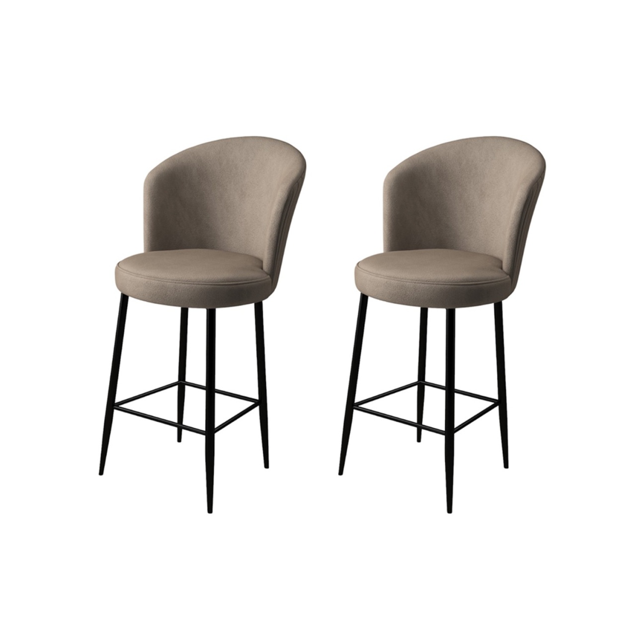Chairs Set 2 scaune bar maro cappuccino/negru din textil Fora The Home Collection