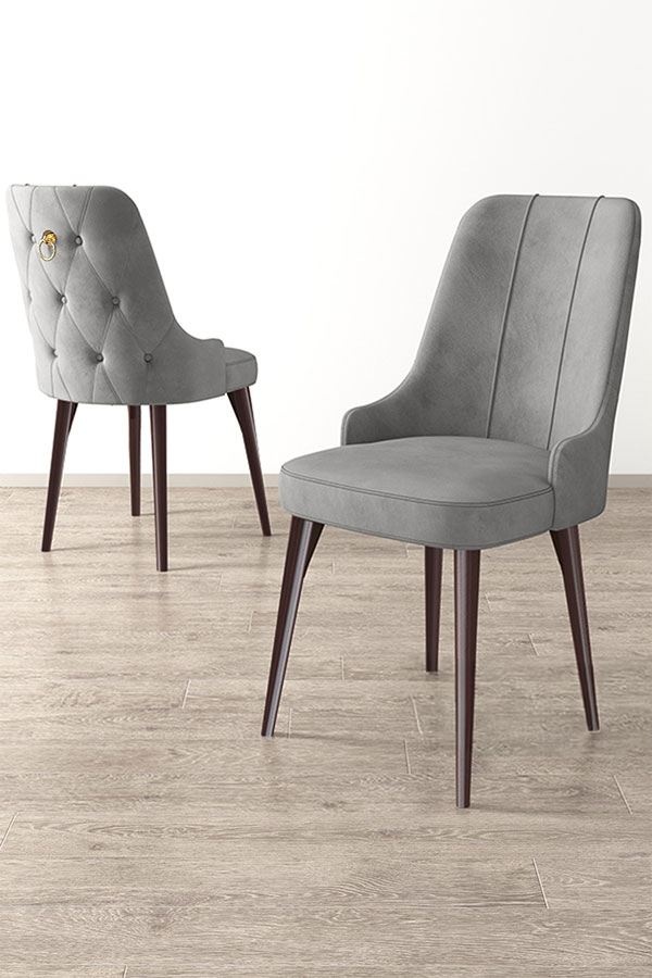 Chairs Set 2 scaune dining gri/maro din textil Newa The Home Collection
