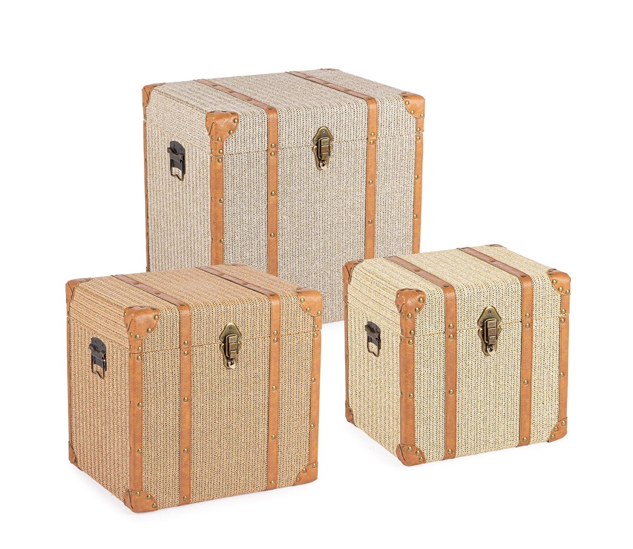 Set 3 cufere bej/maro din piele ecologica Wilfred Bizzotto