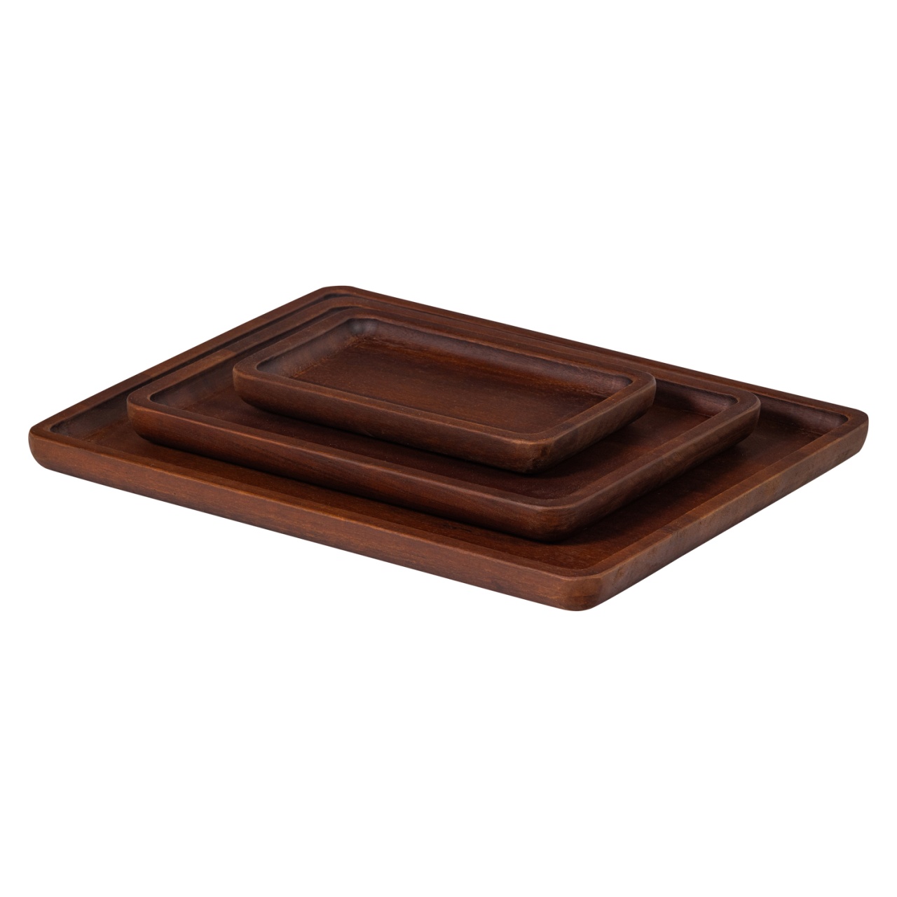 Serving Trays Set 3 tavi dreptunghiulare maro din lemn Trayla Woood