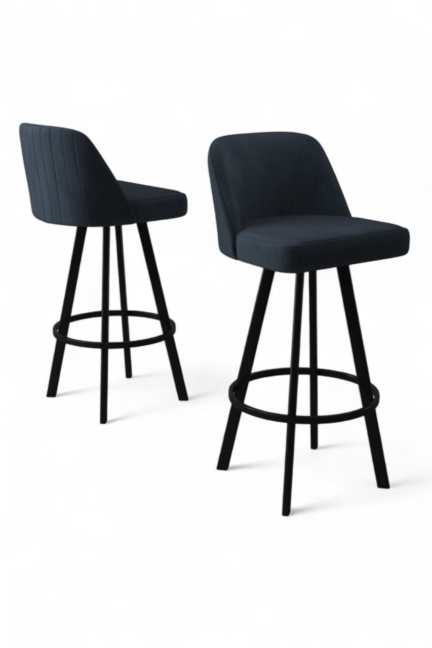 Chairs Set 4 scaune bar gri antracit/negre din textil Atex The Home Collection