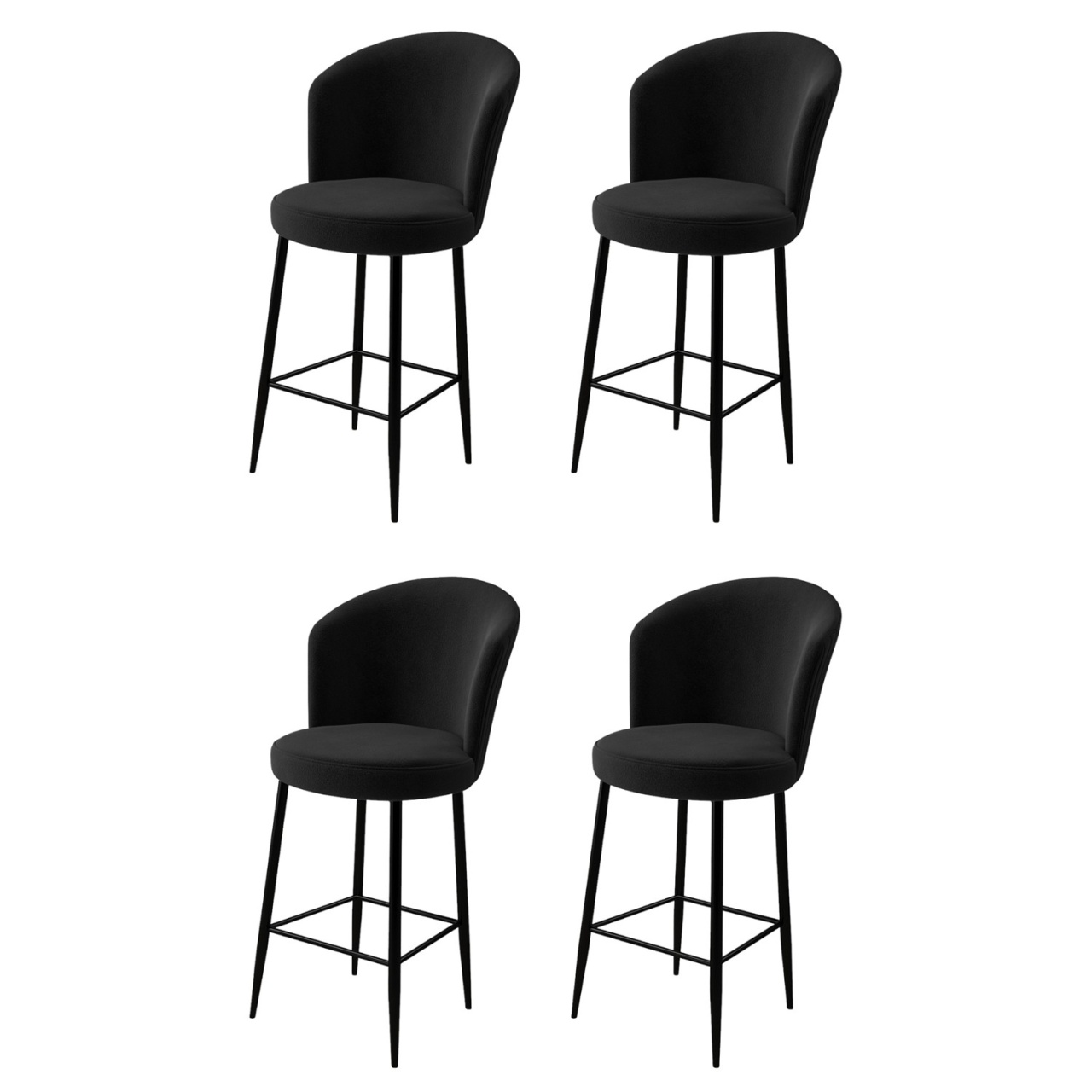 Chairs Set 4 scaune bar negru din textil Fora The Home Collection