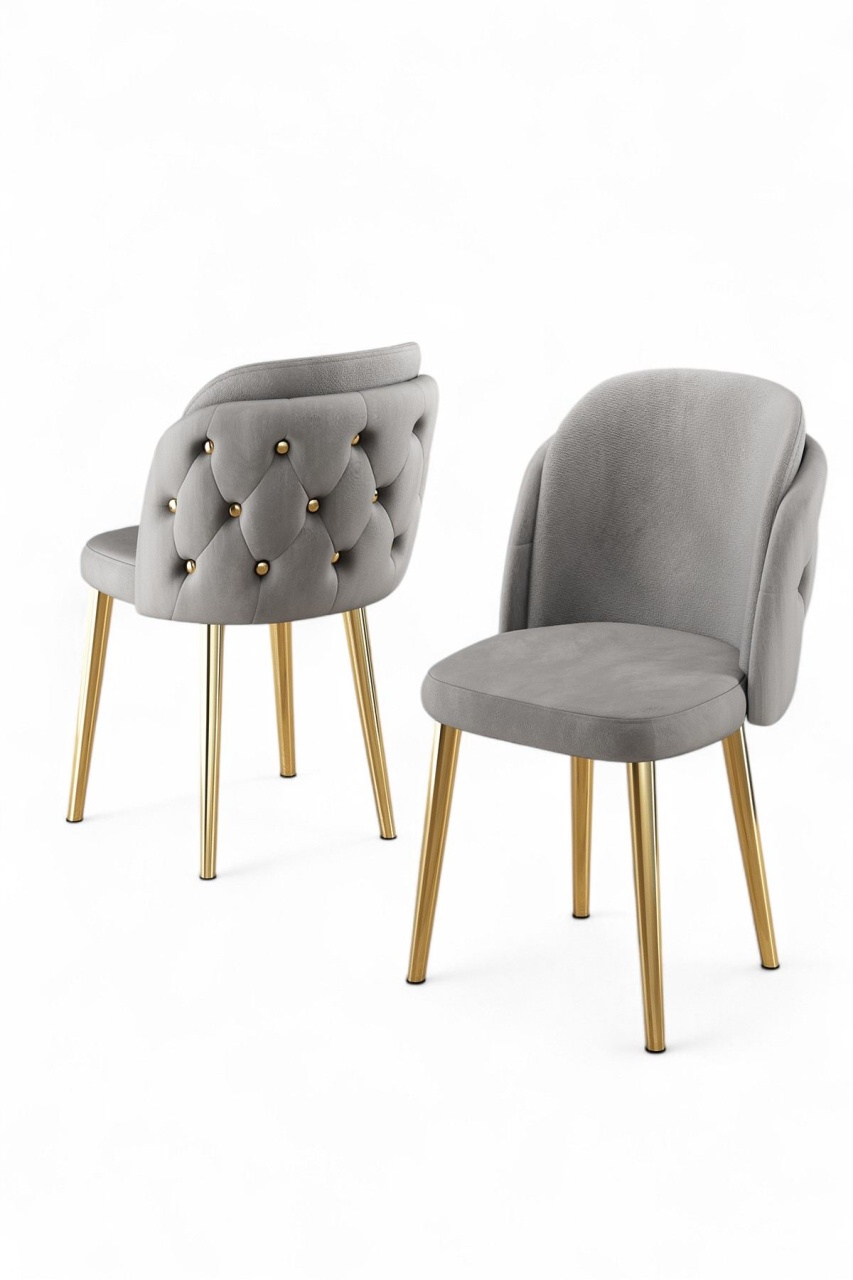 Chairs Set 6 scaune dining gri/aurii din textil Axle The Home Collection