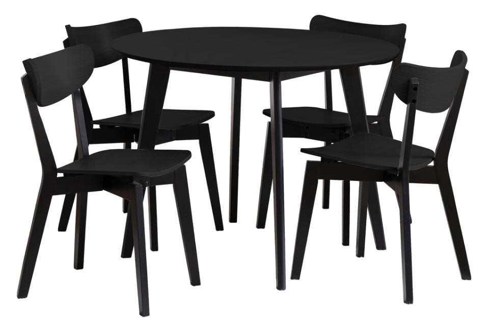 masa si scaune bucatarie Set masa dining si 4 scaune negre din metal Roxby Round Actona Company