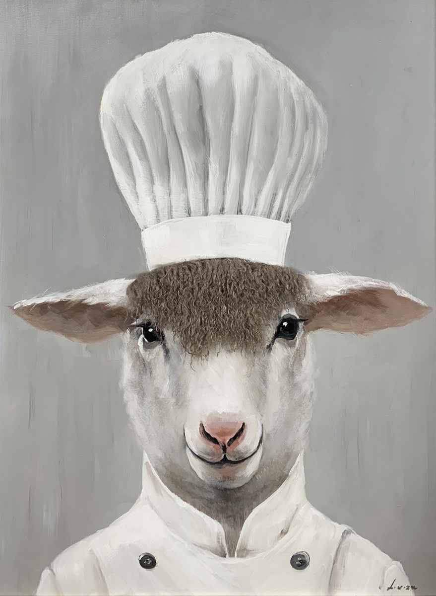 hol Tablou multicolor din canvas 75x100 cm Chef Sheep Ter Halle