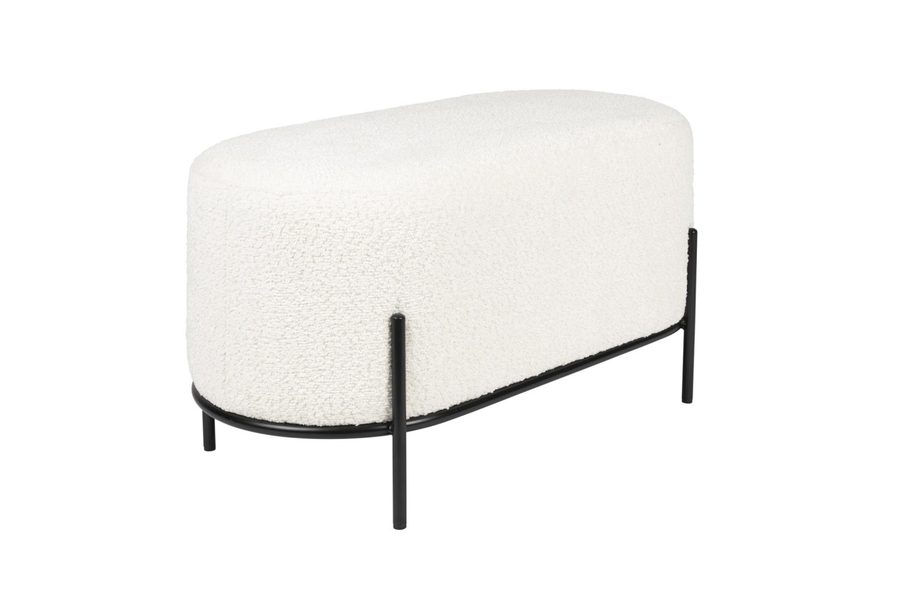 Quiet Object Taburet oval alb antic din textil 40x80 cm Boz Quiet Object