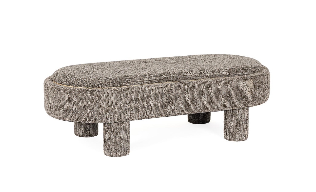 Ottomans Taburet oval gri din textil 50x110 cm Talya Bizzotto
