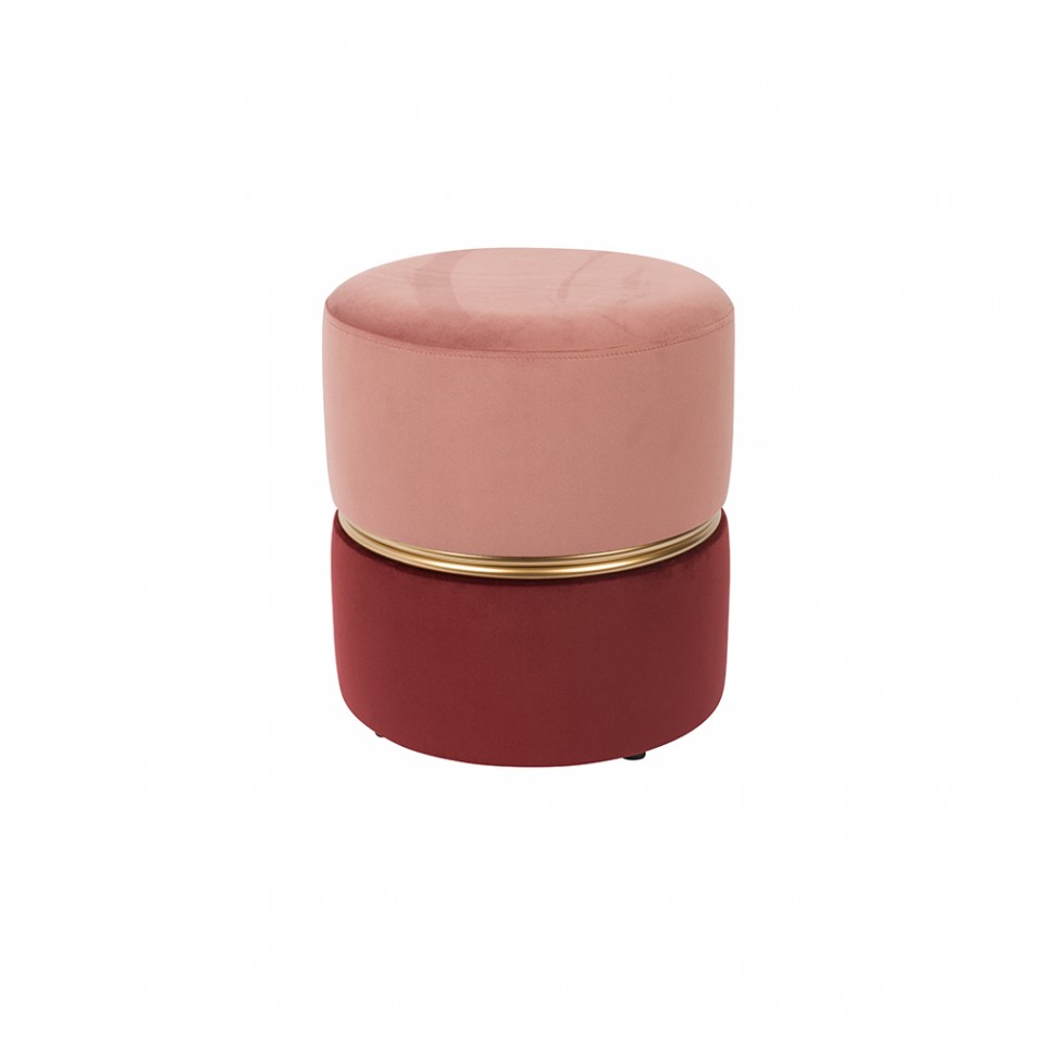 Quiet Object Taburet roz din catifea Bubbly Candy Quiet Object