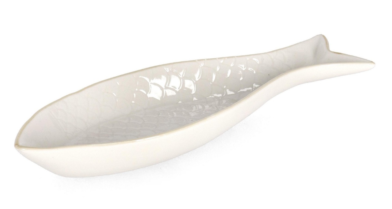 Tava decorativa alba din ceramica 9x28 cm Baylie Bizzotto