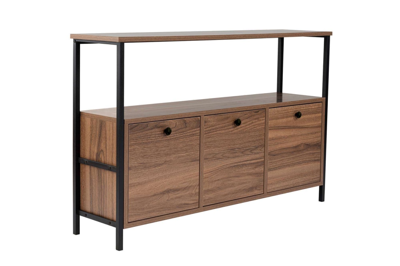Bufet inferior maro inchis/negru 120 cm Solace Nordure