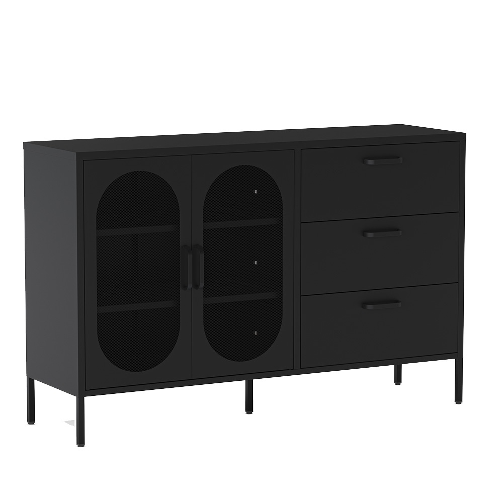 Buffets & Sideboards Bufet inferior negru din metal 140 cm Diora Quiet Object