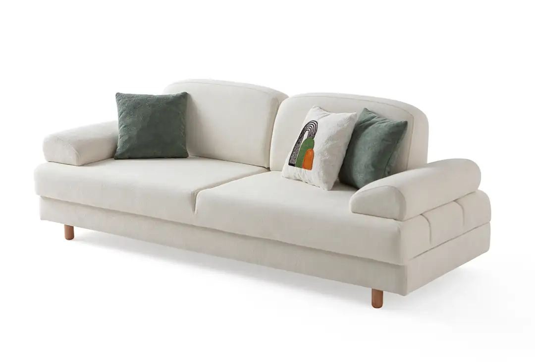 Sofas Canapea alba din textil pentru 3 persoane Aries Boucle The Home Collection