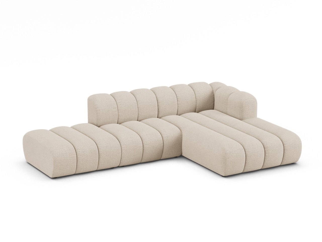 Canapea cu colt bej din textil pentru 5 persoane Lupine Boucle Right Micadoni