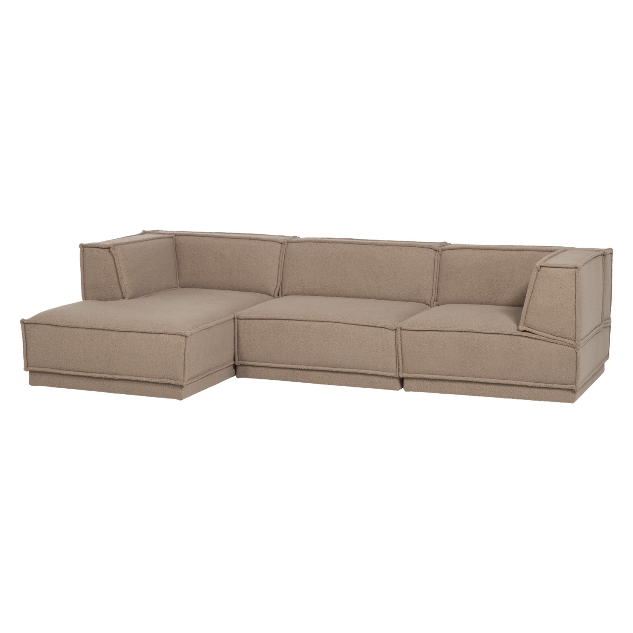 Sofas Canapea cu colt grej din textil 276 cm Manu Teddy Left Woood