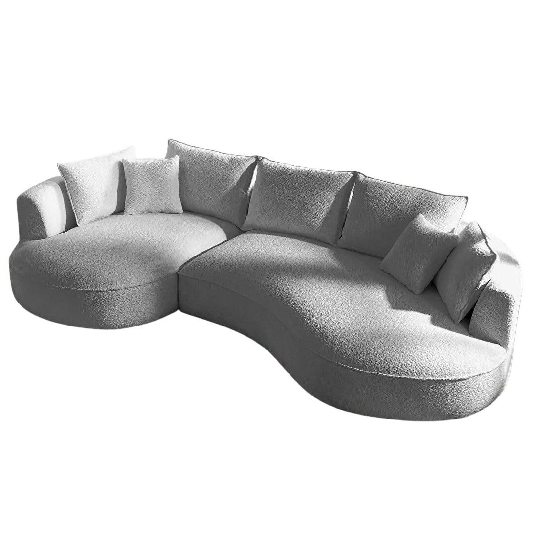 Sofas Canapea cu colt gri din textil 317 cm Venedik Left The Home Collection
