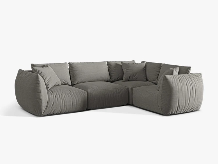 Canapea cu colt gri din textil pentru 4 persoane Chris Alfa Right Micadoni