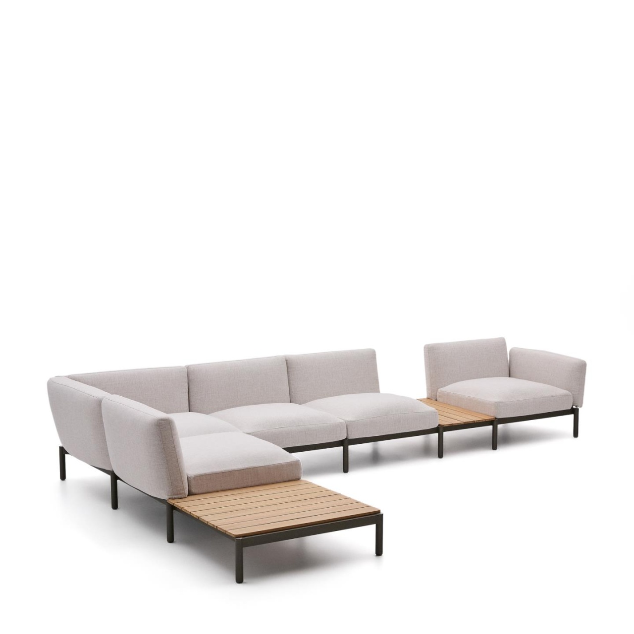 Outdoor Furniture Canapea cu colt modulara exterior bej/verde din textil pentru 5 persoane Sorells Kave Home