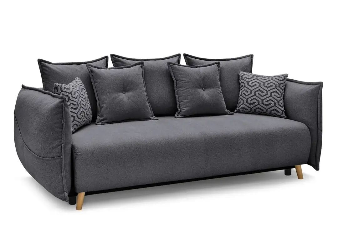 Sofas Canapea extensibila gri antracit din catifea pentru 3 persoane Yhas The Home Collection