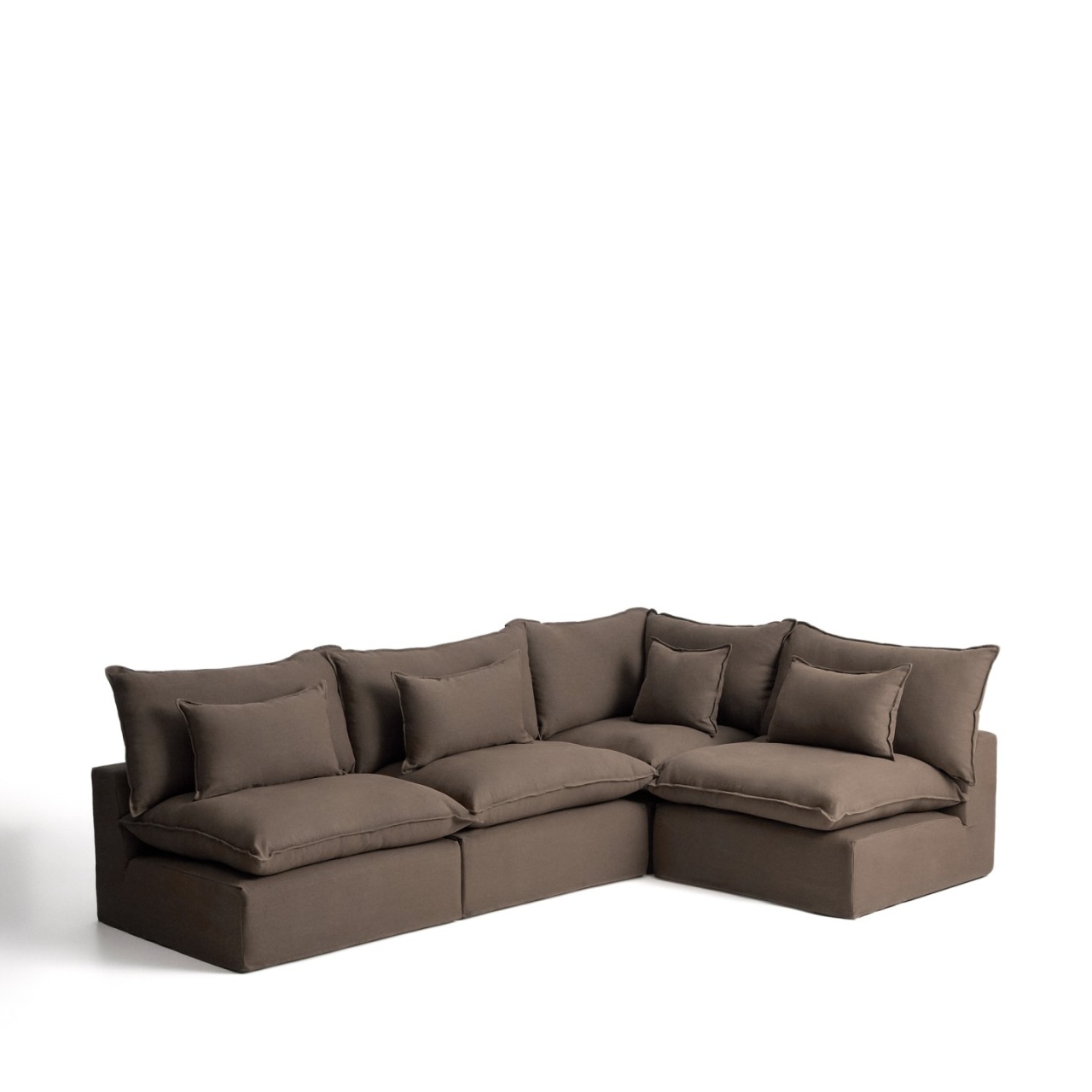 Sofas Canapea modulara cu colt grej din textil pentru 6 persoane Anarela S Right Kave Home