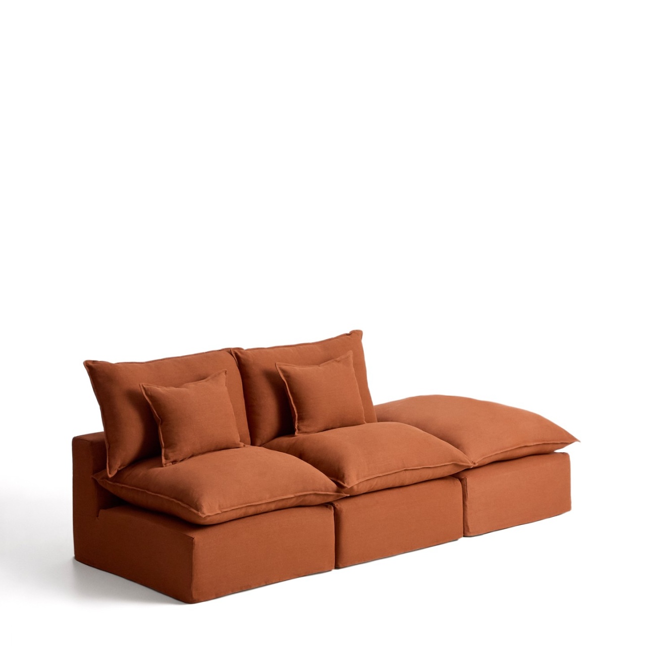 Sofas Canapea modulara maro teracota din textil pentru 2 persoane Anarela Left Kave Home