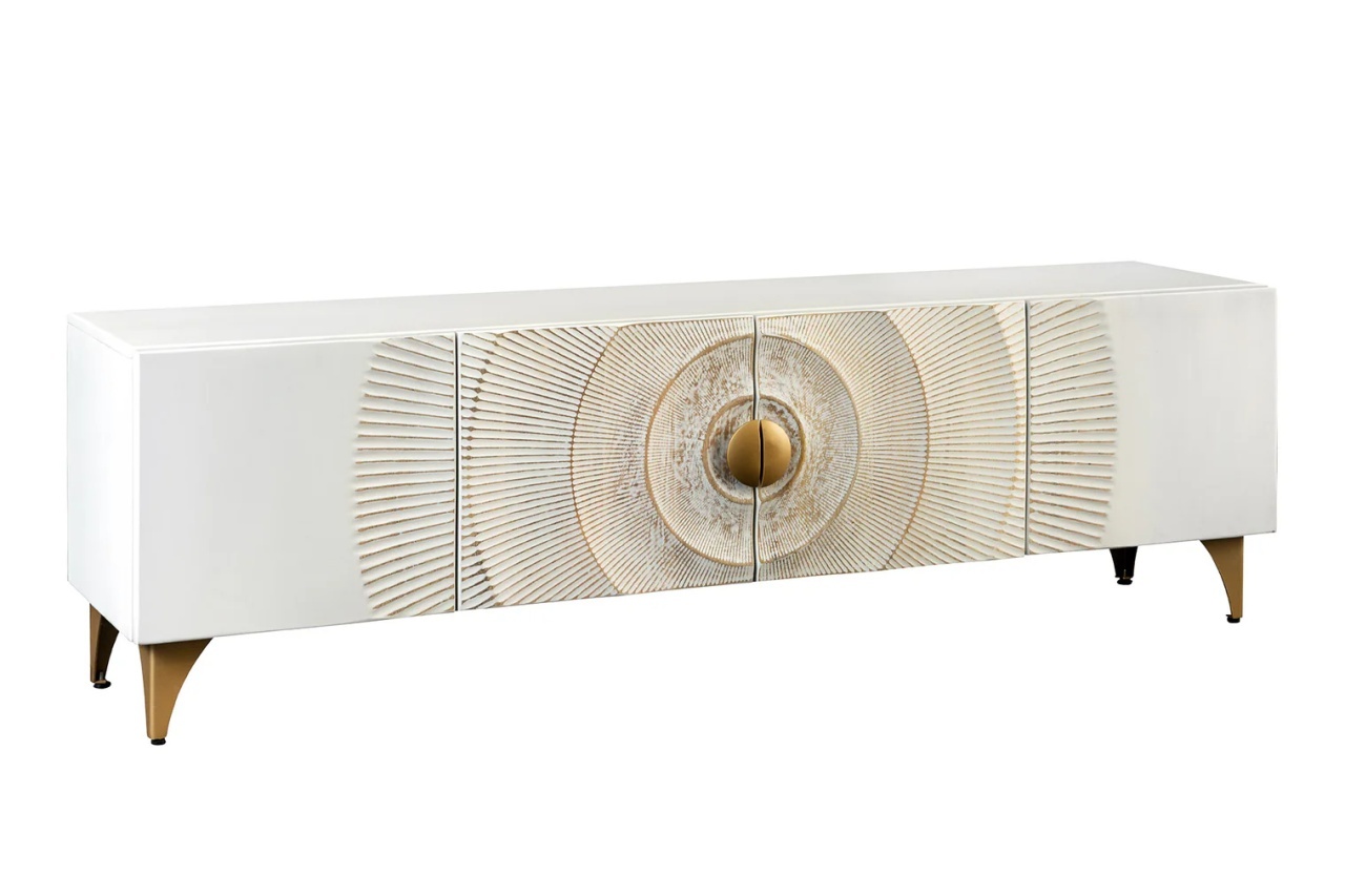 comoda tv Comoda TV alba/aurie din lemn 180 cm Golden Sunset The Home Collection
