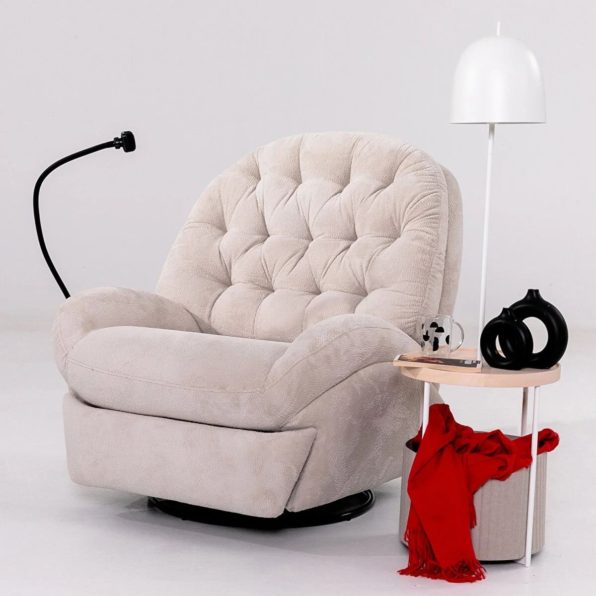 Chairs Fotoliu recliner crem din textil Dream Electric The Home Collection