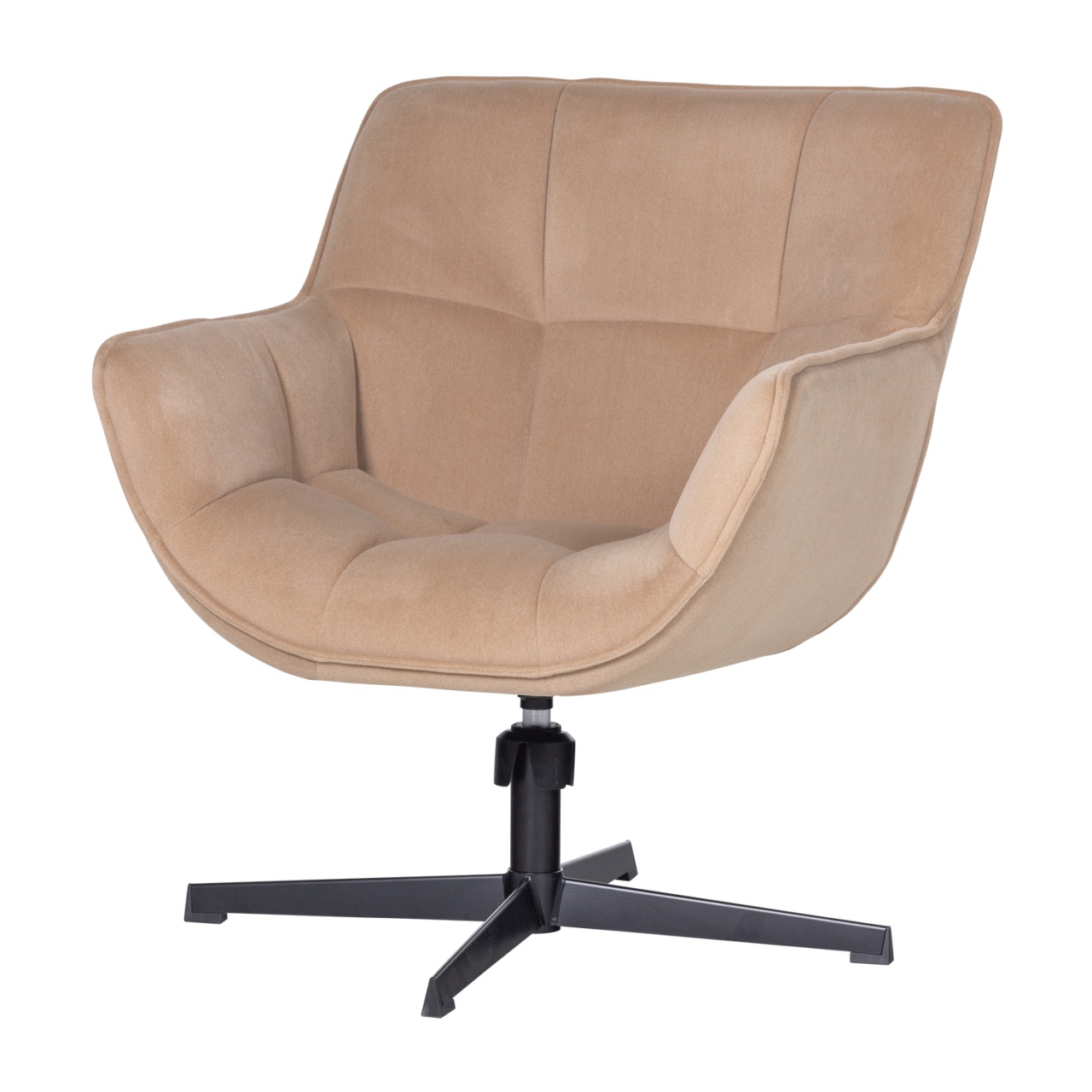 Chairs Fotoliu rotativ crem din catifea Wibo Woood