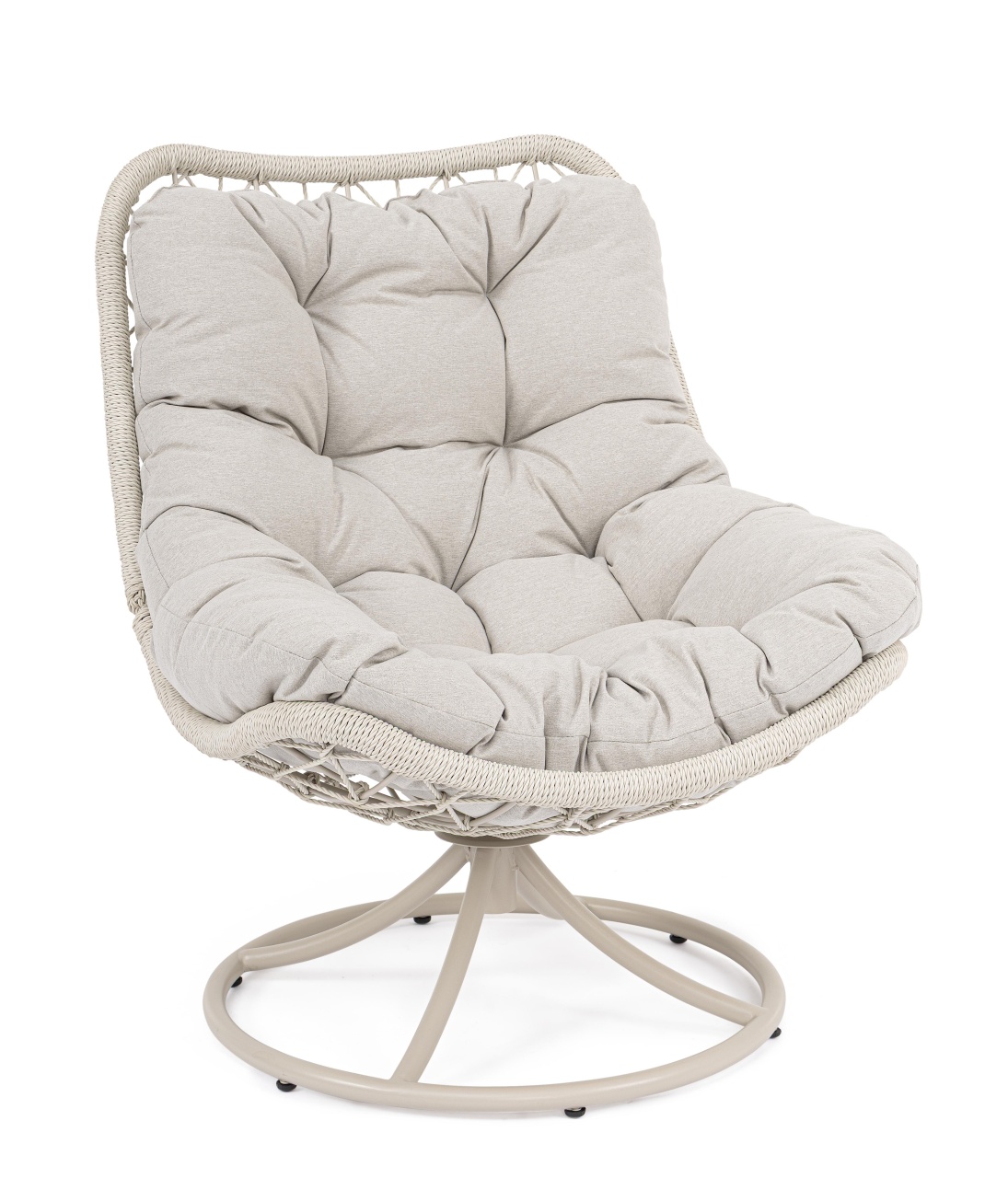Outdoor Furniture Fotoliu rotativ exterior crem/gri din textil Azores Bizzotto