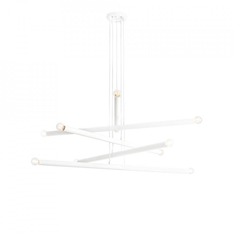 Quiet Object Lustra alba din metal cu 10 becuri Tubo Quiet Object