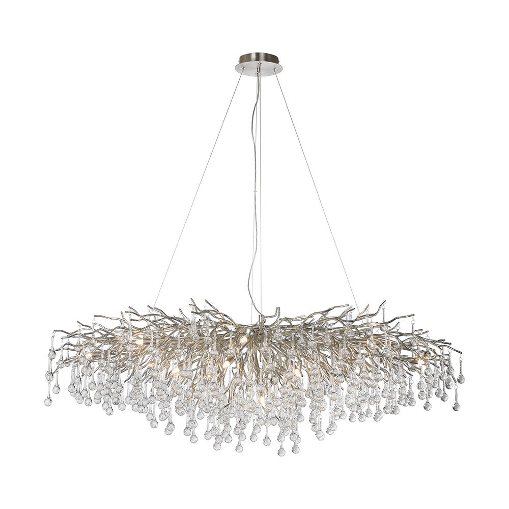 Lighting Fixtures Lustra argintie din metal cu 15 becuri Iicicle Zuma Line