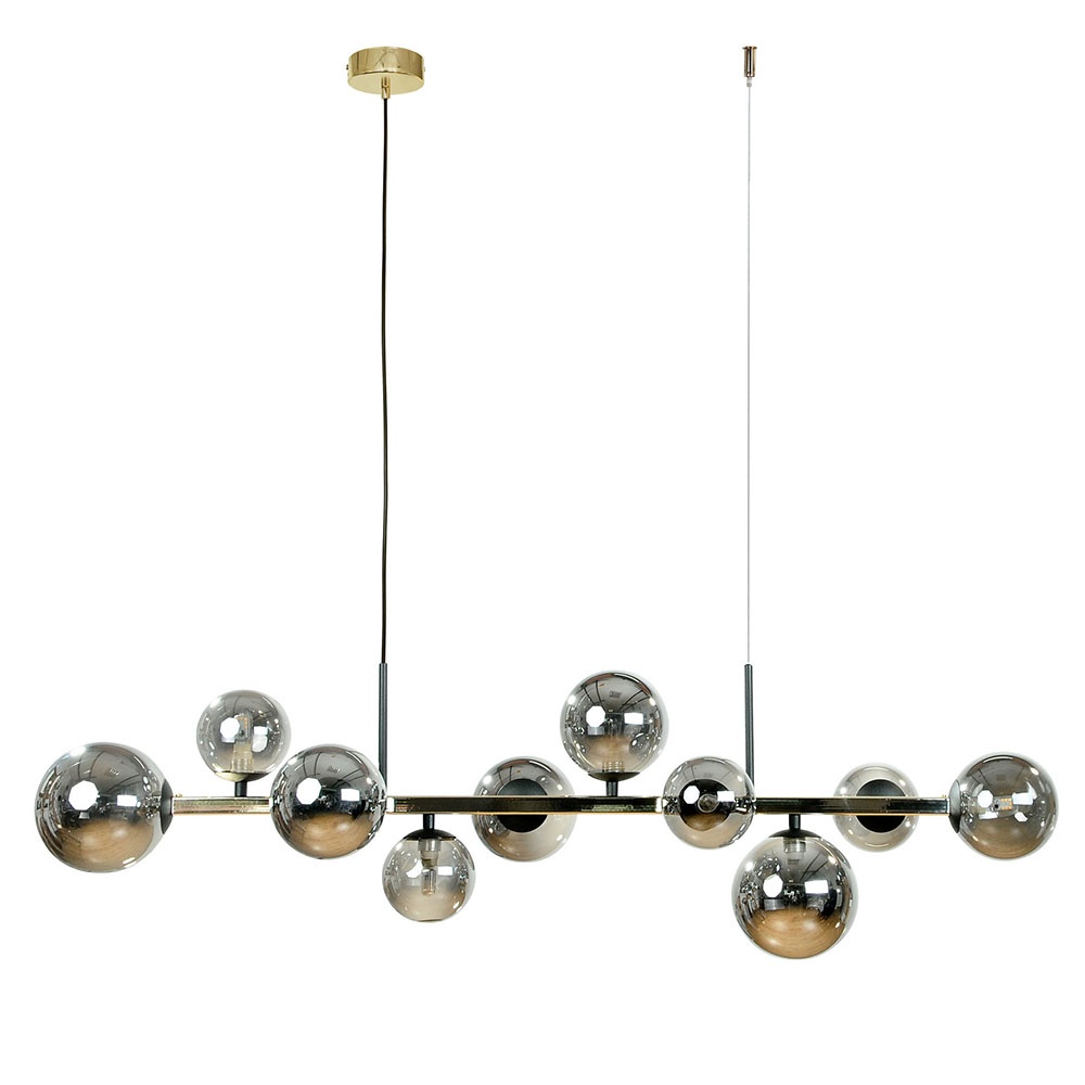 Lighting Fixtures Lustra aurie/neagra din metal cu 10 becuri Serenity Zuma Line
