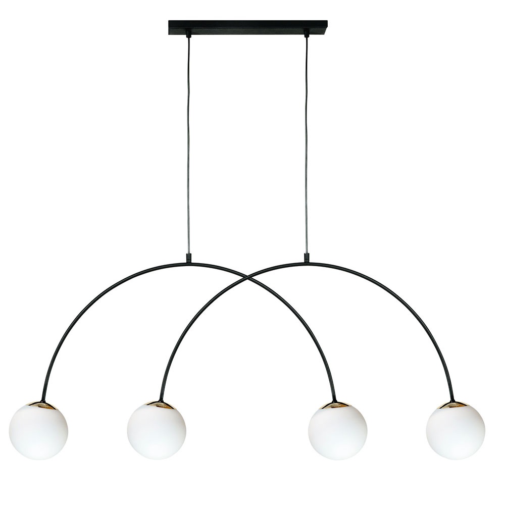 Lighting Fixtures Lustra neagra/aurie din metal cu 4 becuri Bow R Zuma Line