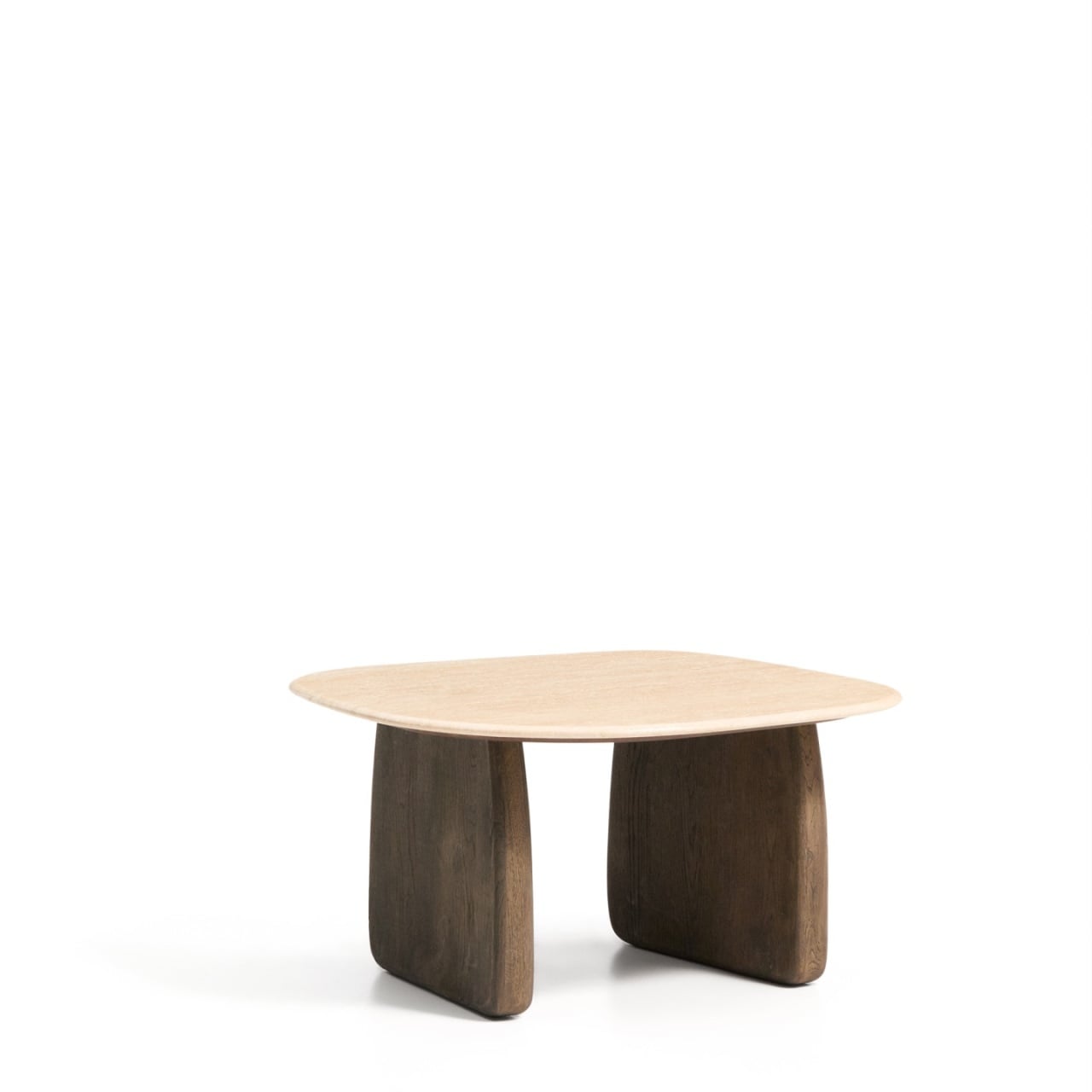 Accent Tables Masa de cafea crem/neagra din piatra 70x71 cm Pirita Kave Home