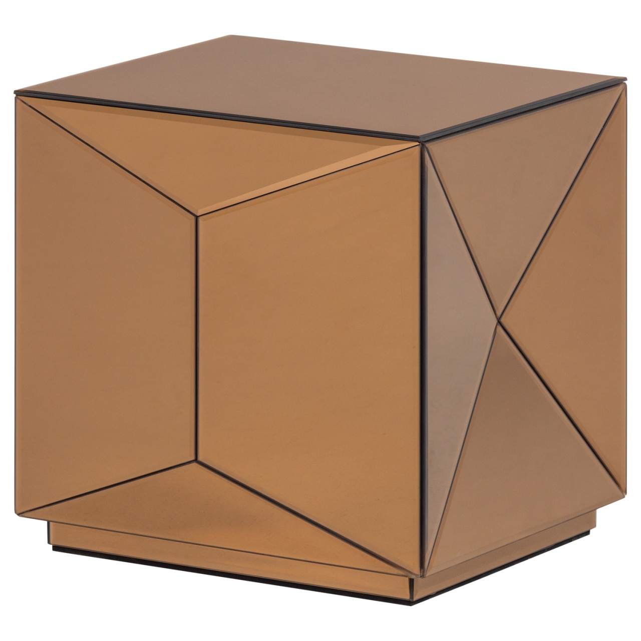 Accent Tables Masa laterala maro din sticla 40x40 cm Glintz Woood