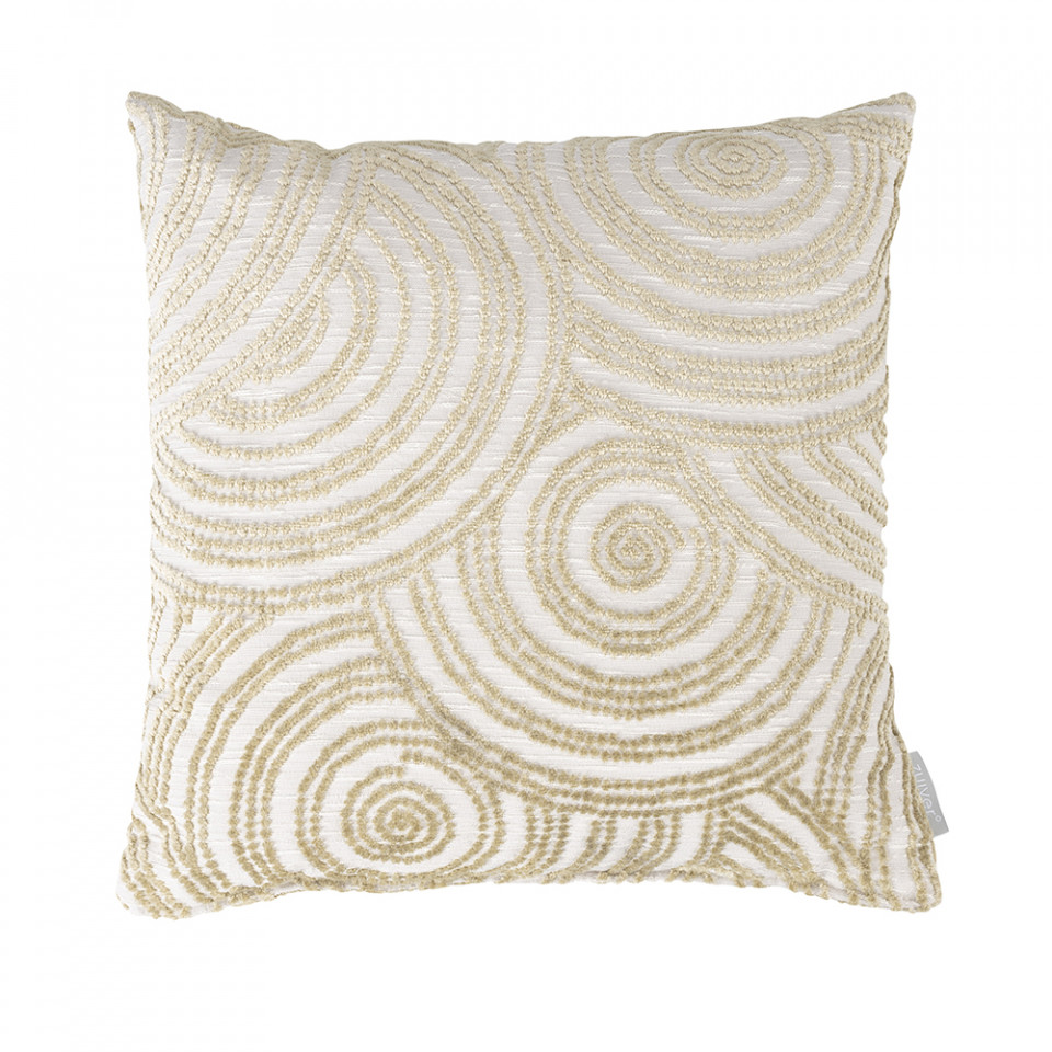 Throw Pillows Perna patrata bej sampanie din fibre sintetice 45x45 cm Rings Zuiver
