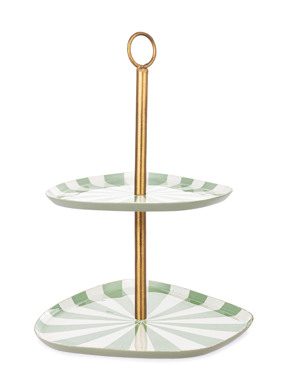Platou decorativ cu 3 niveluri auriu/verde din metal 22x27 cm Donya Bizzotto