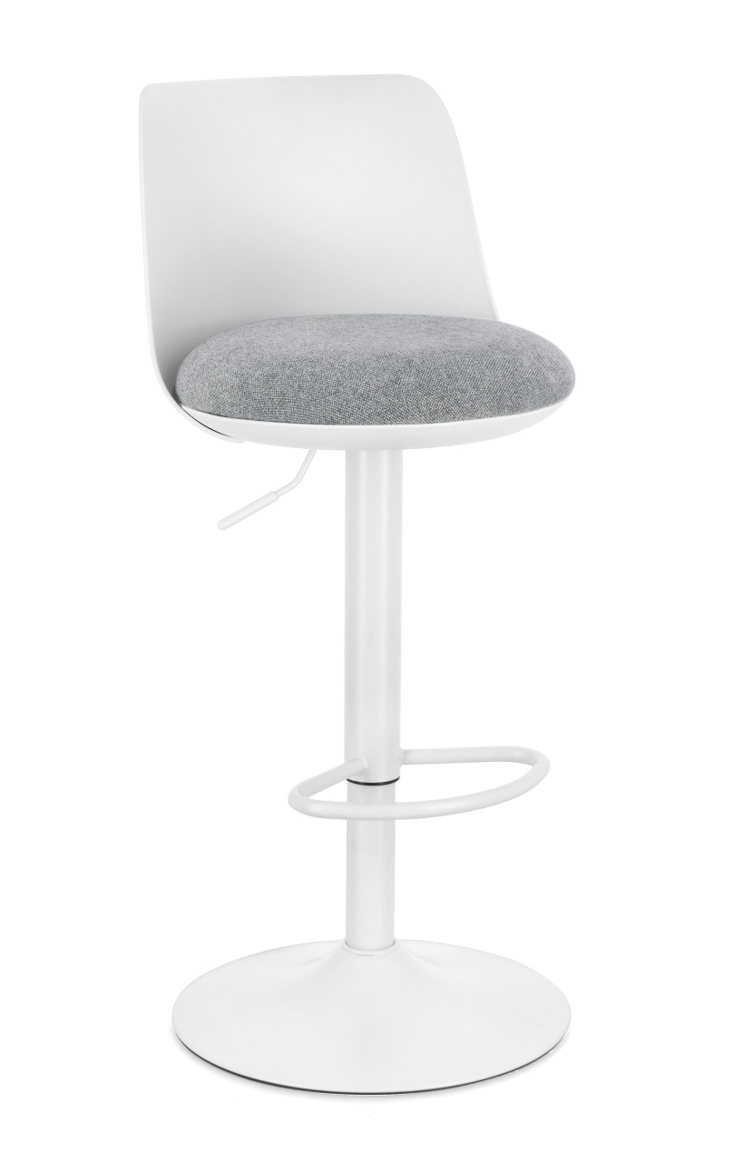 Chairs Scaun bar ajustabil alb din textil Lowell Bizzotto