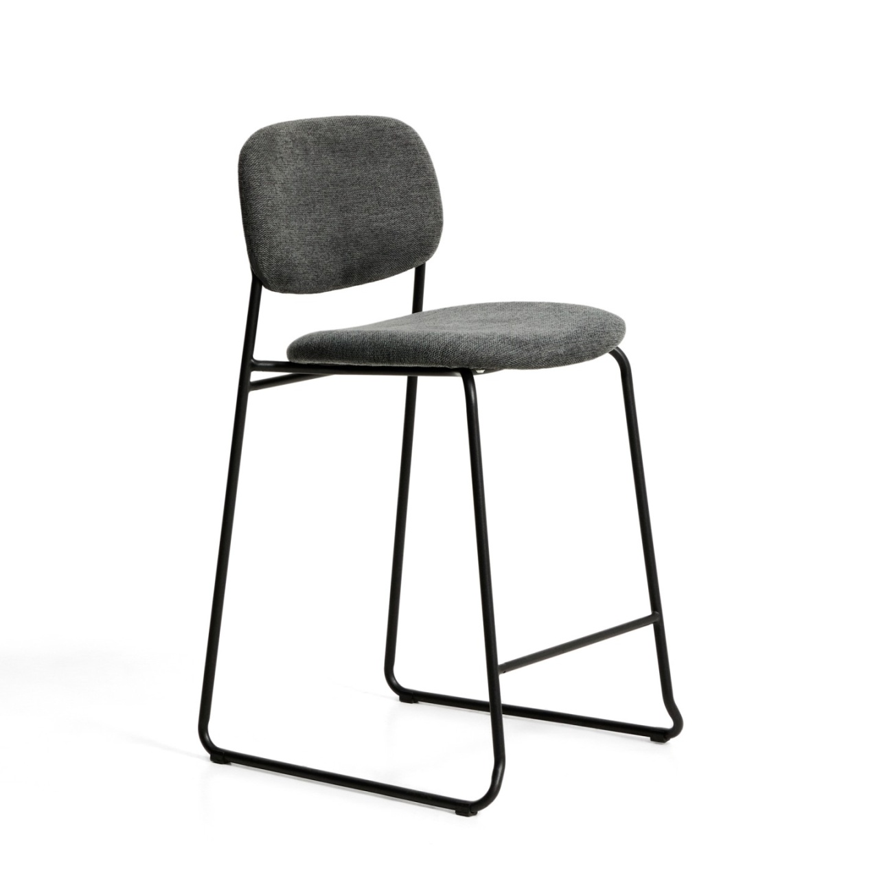 Chairs Scaun bar gri din textil Meli Chenille Kave Home
