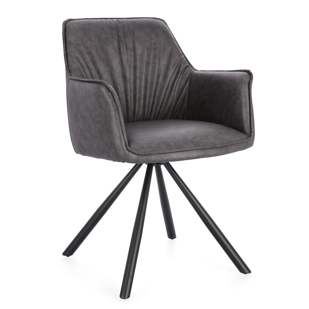 Chairs Scaun dining gri din piele ecologica Breval Bizzotto